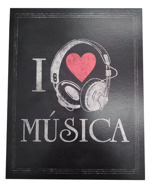 PLACA DECORATIVA I LOVE MUSICA