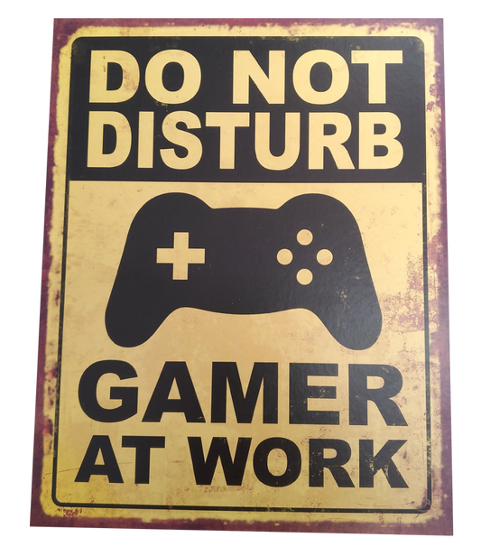 PLACA DECORATIVA DO NOT DISTURB - GAMER AT WORK